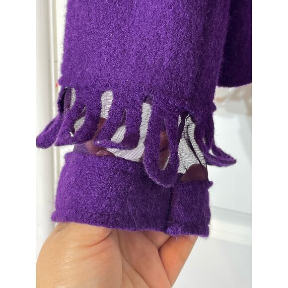 Nikki Valenti Wool Blazer Phoebe Friends Purple Floral Boho Cottagecore NWT - Picture 5 of 7